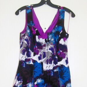 ADRIANNA PAPELL Womens Size 4 Sleeveless Floral Midi Pullover Dress W/Zip-Lined